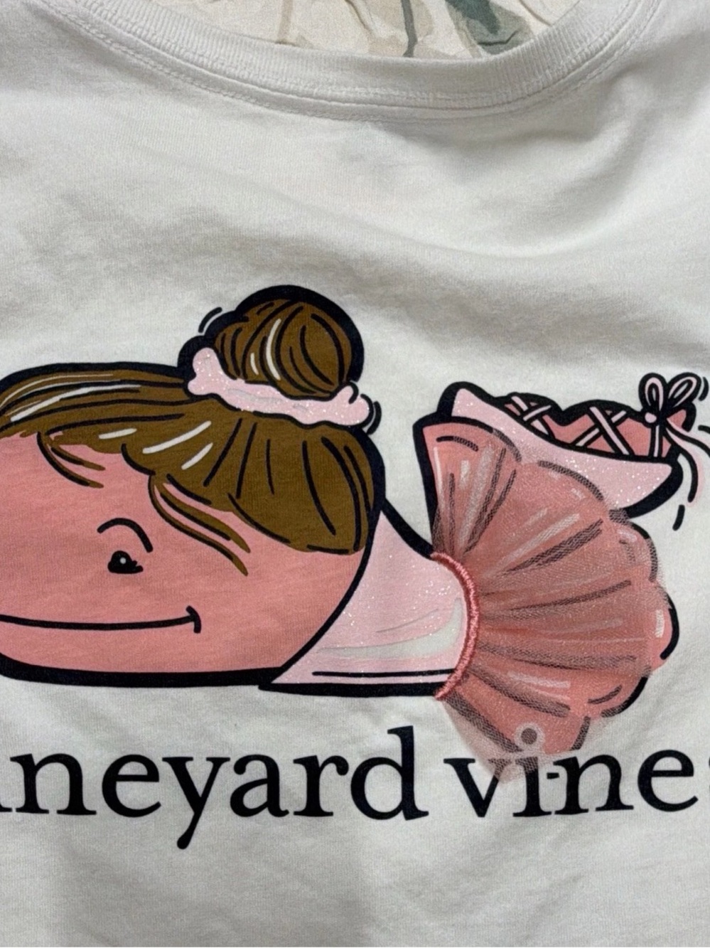 Vineyard Vines White Tee with Pink Ballerina Graphic